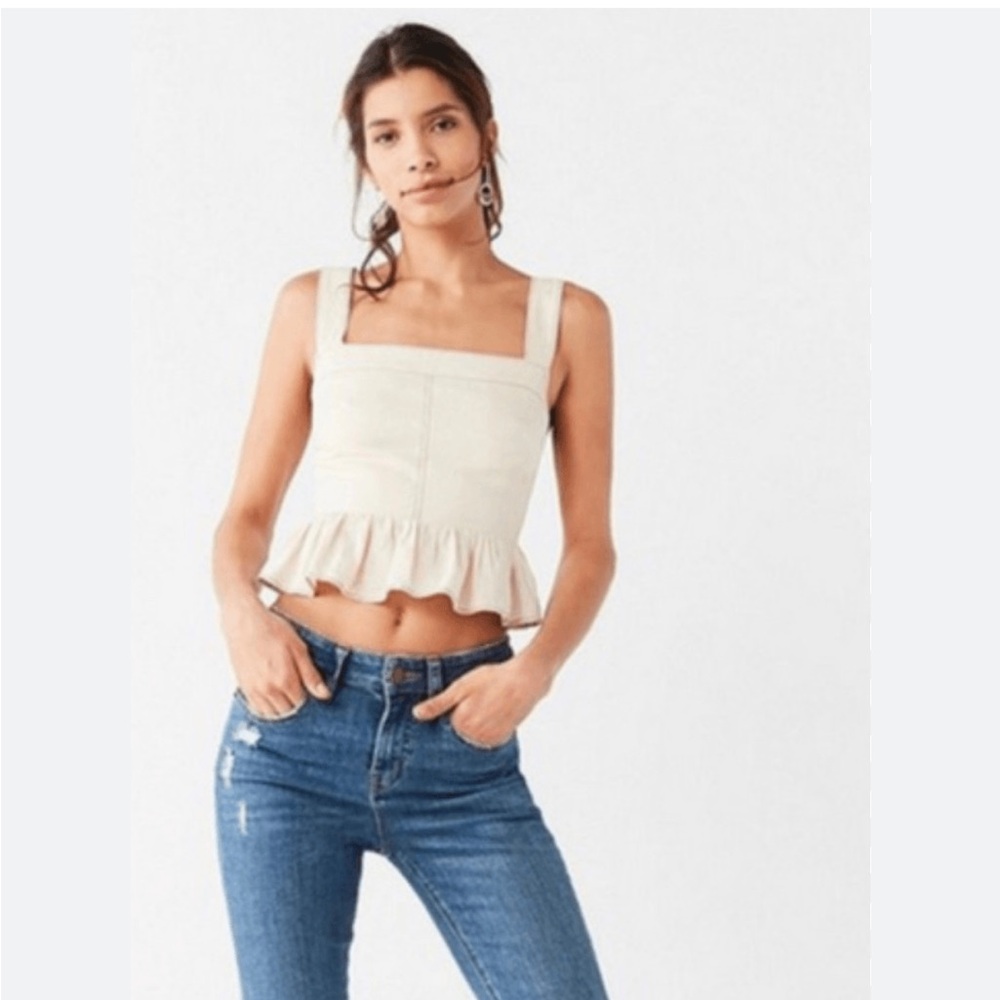 NWT UO cream Ruffle Hem Women's Top
